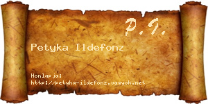 Petyka Ildefonz névjegykártya